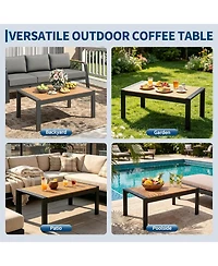 gaomon Outdoor Coffee Table, All-Weather Aluminum Patio Coffee Table for Patio, Deck, Backyard, Garden, Poolside