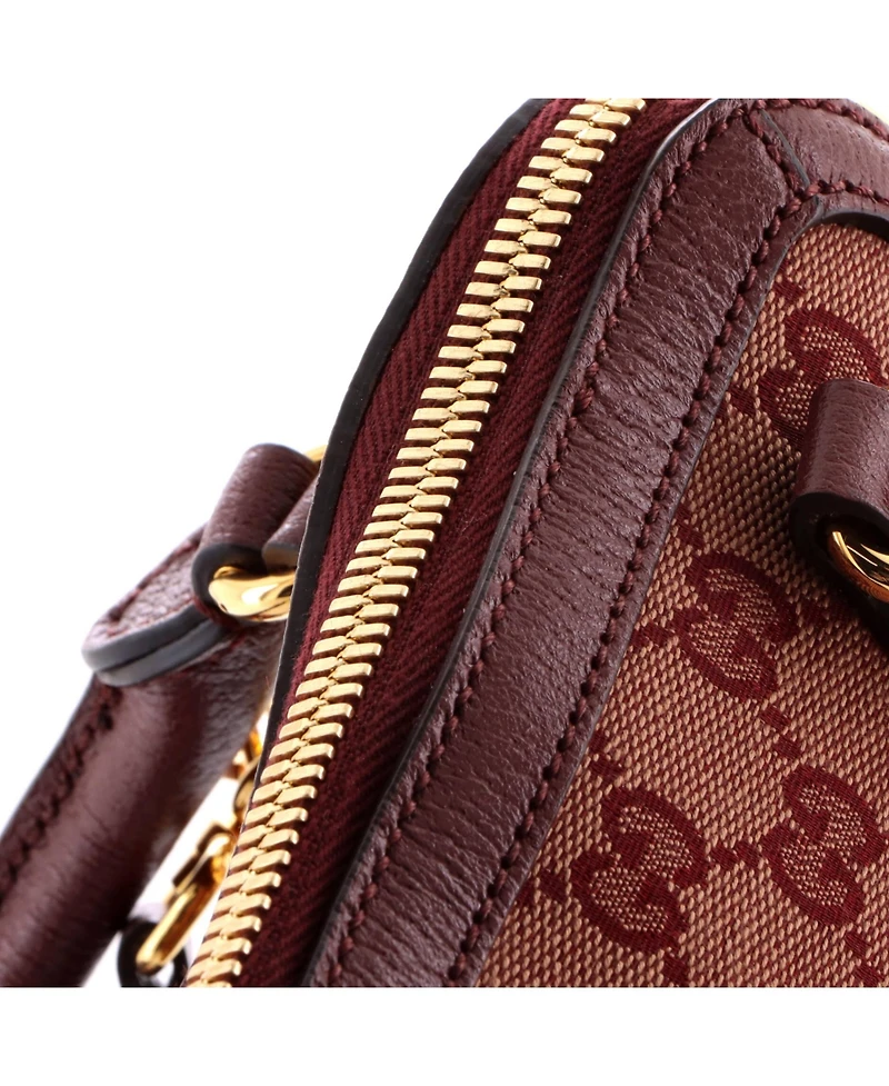 Pre-Owned Gucci Mini Horsebit 1955 Top Handle Bag Gg Canvas with Leather