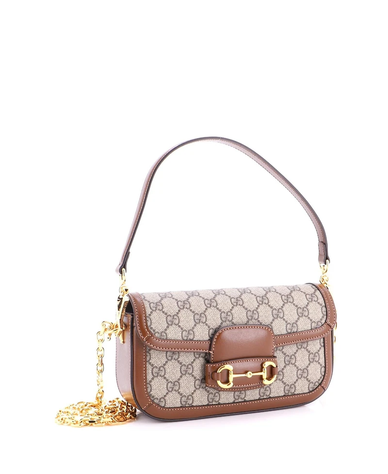 Pre-Owned Gucci East West Horsebit 1955 Shoulder Bag Gg Coated Canvas with Leather