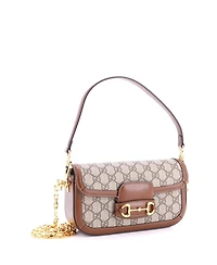 Pre-Owned Gucci East West Horsebit 1955 Shoulder Bag Gg Coated Canvas with Leather