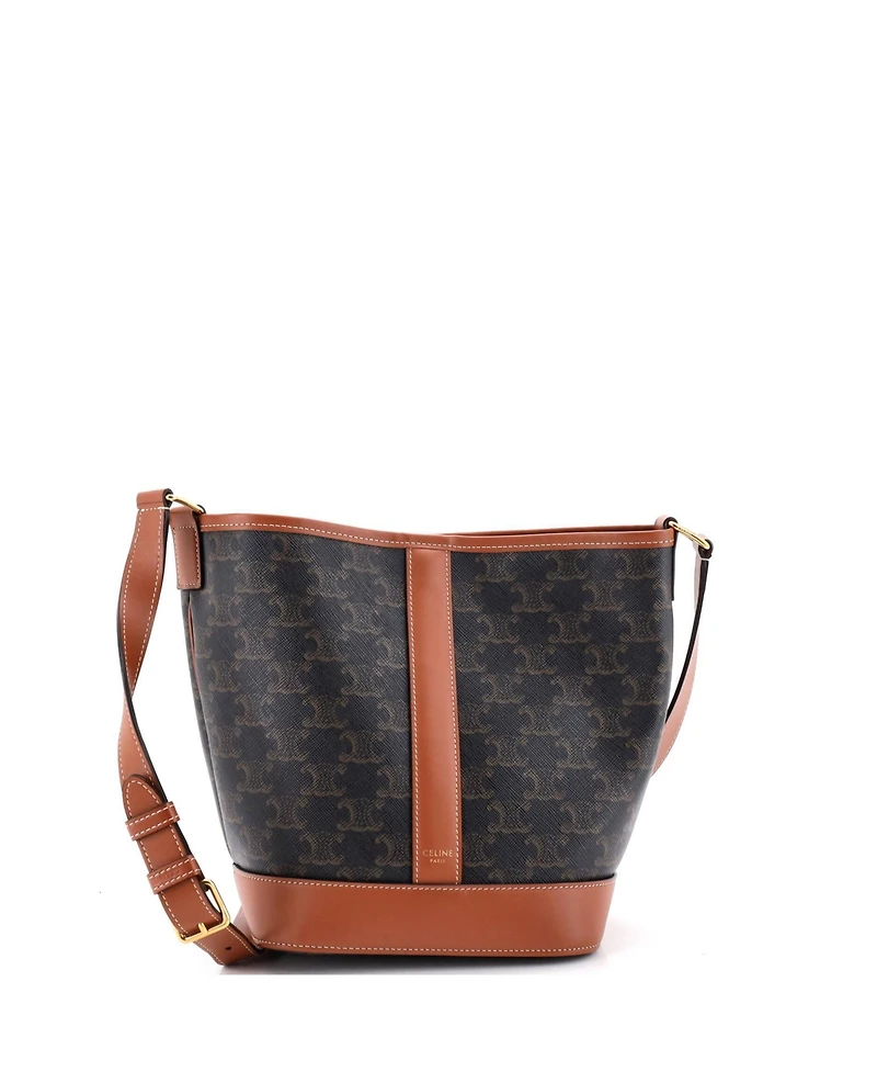 Pre-Owned Celine Bucket Bag Triomphe Coated Canvas