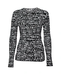 Pre-Owned Balenciaga Women's Wavy Logo Knitted Crew Neck Top