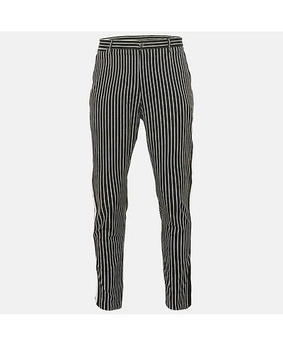 Pre-Owned Dolce & Gabbana Men's Stripe Cotton Contrast Trimmed Trousers
