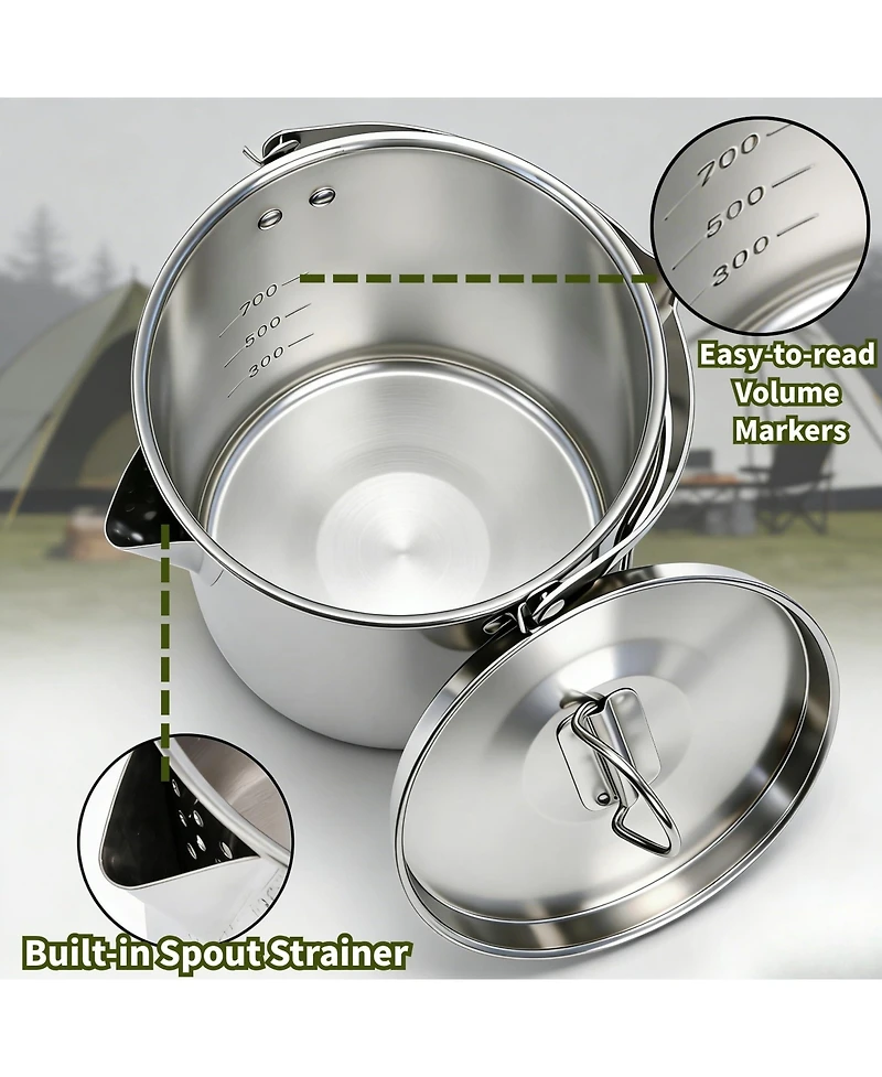 Piscifun Stainless Steel Camping Kettle Foldable Handle Portable Outdoor Coffee Pot