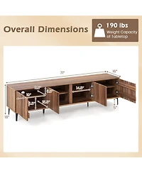 Slickblue Mid-Century Tv Stand with 4 Storage Cabinets for Living Room