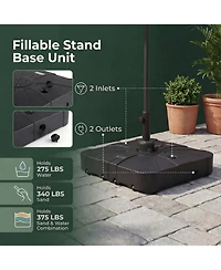 Sugift 34 Inch Square Cantilever Umbrella Base Water and Sand Fillable with Metal Cross Base