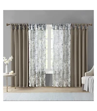 Avobird Twist Tab Lined Window Curtain Panel Pewter 50x95