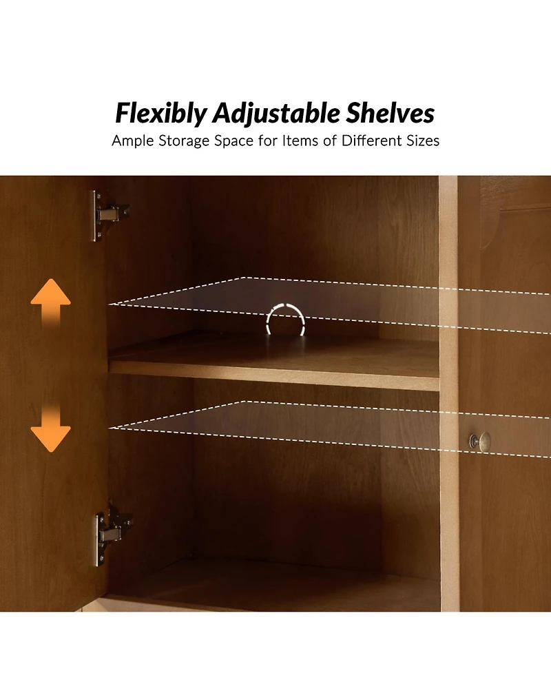 Hulala Home Agnes 58" Wide Transitional 4 Door Sideboard with Cable Management and Adjustable Shelves