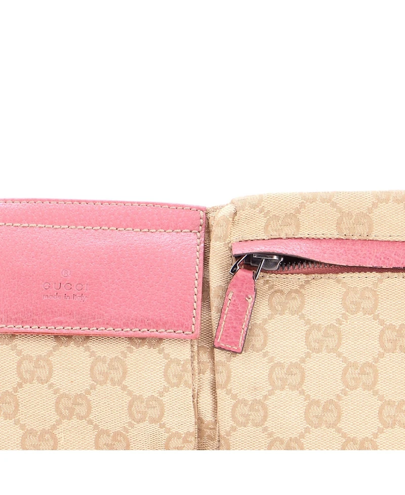 Pre-Owned Gucci Small Vintage Double Belt Bag Gg Canvas with Leather