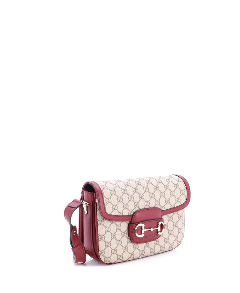 Pre-Owned Gucci Small Horsebit 1955 Soft Shoulder Bag Gg Coated Canvas with Leather
