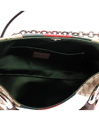 Pre-Owned Gucci Medium Horsebit Nm Web Chain Clutch Gg Canvas