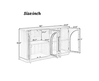 sumyeg 4-Door Large Storage Cabinet with Glass Doors, Arched Adjustable Shelves