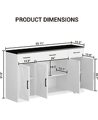 homfan Buffet Sideboard Cabinet with 3 Drawers, Storage Shelves and Doors for Kitchen, Dining Room, Living Room