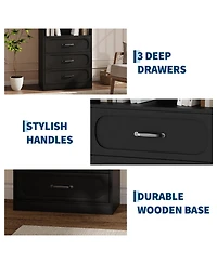homfan 70" Tall Bookshelf with 3 Drawers Bookcase 3-Tier Open Shelves and Adjustable Shelf, Storage Cabinet for Living Room, Kitchen Bathroom