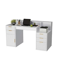 gaomon Computer Desk Hutch Printer Stand Ripple Storage Space Saving