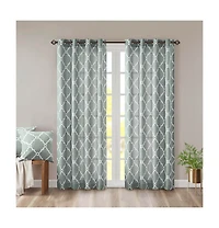 Avobird Fretwork Print Grommet Top Window Curtain Panel