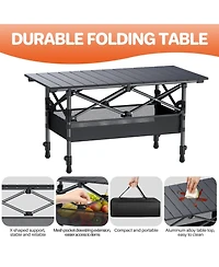 Piscifun Folding Camping Table Aluminum Portable Picnic Adjustable Height Outdoor Beach Bbq