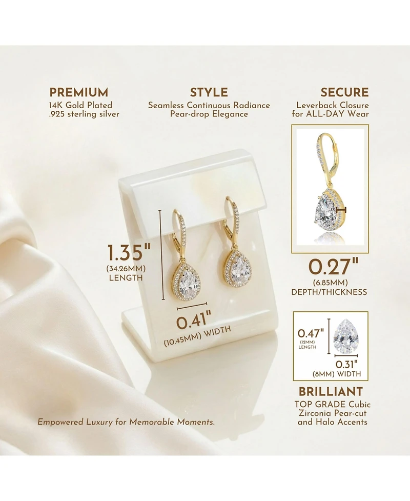 Sterling Silver Cubic Zirconia Pear Drop Earrings