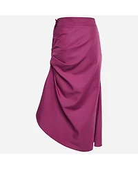 Pre-Owned Marni Women's Magenta Gabardine Ruched Asymmetric Midi Skirt