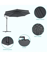 Sonkuki 10feet Patio Offset Umbrella Outdoor Hanging Umbrellas with Steel Frame and Angle Adjustment