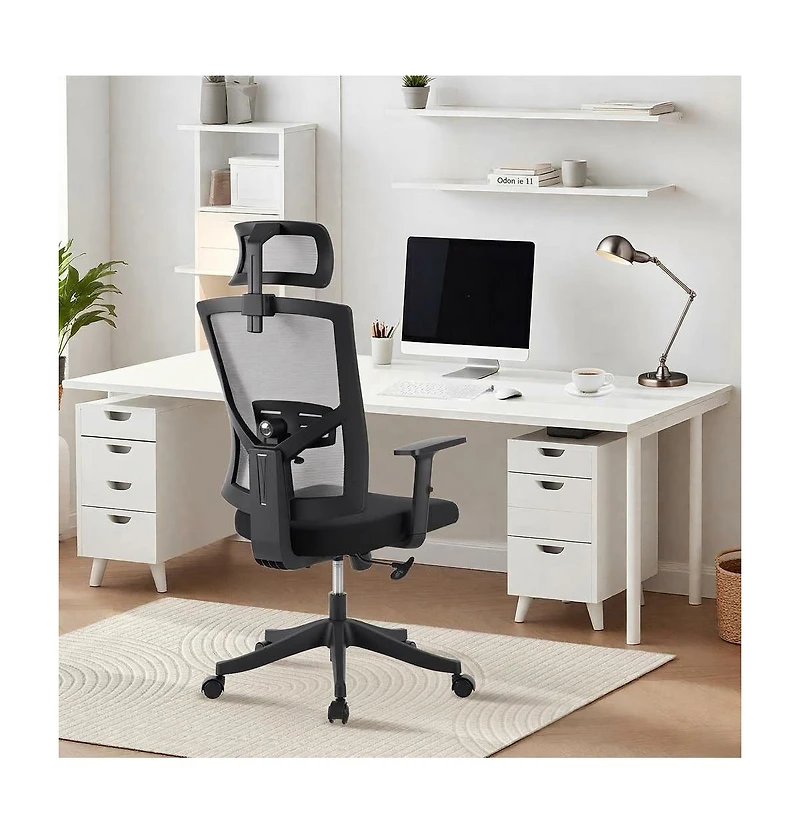 homfan Ergonomic High-Back Swivel Office Chair with Adjustable Lumbar, Headrest, Armrests, 300 lb Capacity