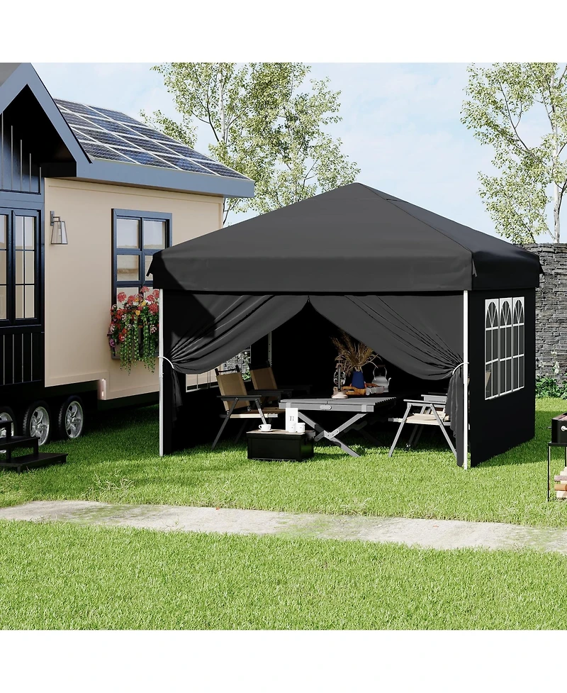homfan 10x10 Pop Up Canopy with 4 Sidewalls – Waterproof Portable Outdoor Shade Tent Stakes and Carry Bag