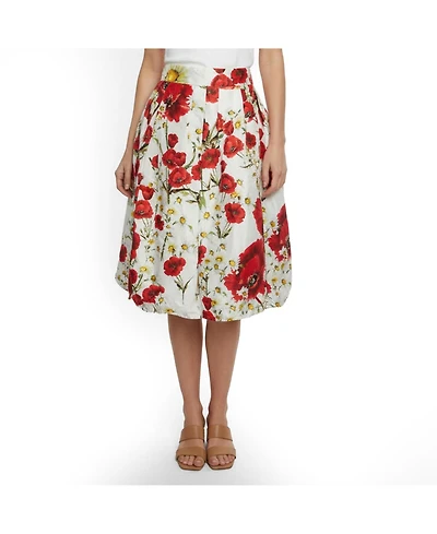 Pre-Owned Dolce & Gabbana Women's Floral Printed Cotton And Silk Pleated Skirt