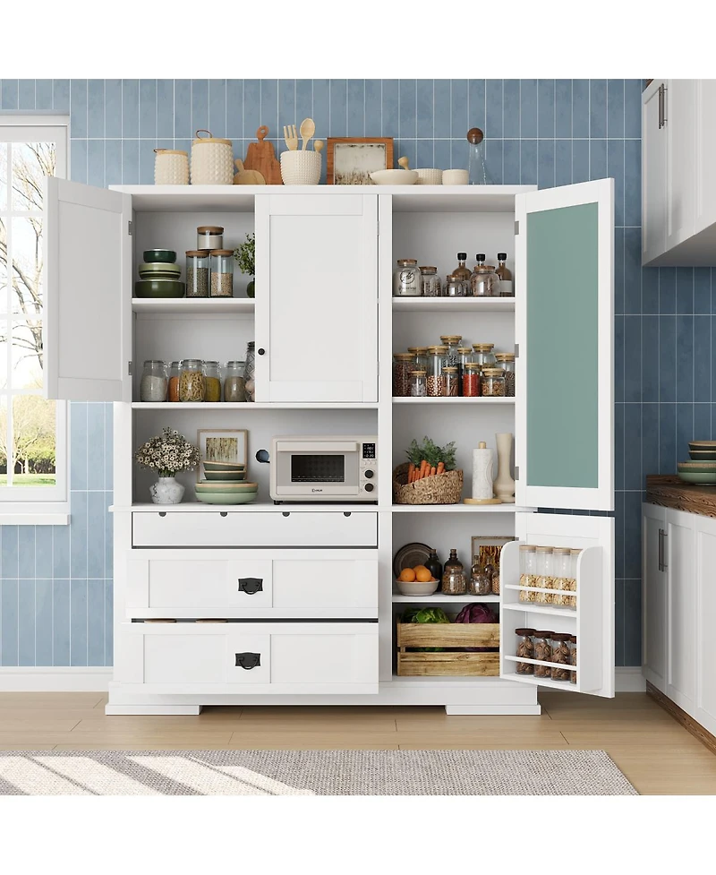 Streamdale Furniture Traditional Freestanding Kitchen Pantry Cabinet with Hutch