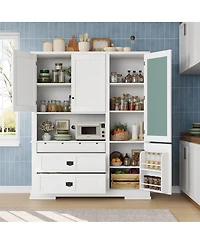 Streamdale Furniture Traditional Freestanding Kitchen Pantry Cabinet with Hutch