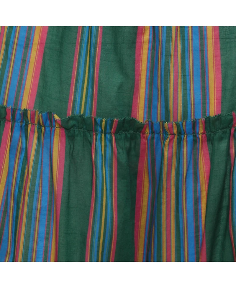 Pre-Owned Zimmermann Women's Stripe Cotton Ruffled Maxi Skirt