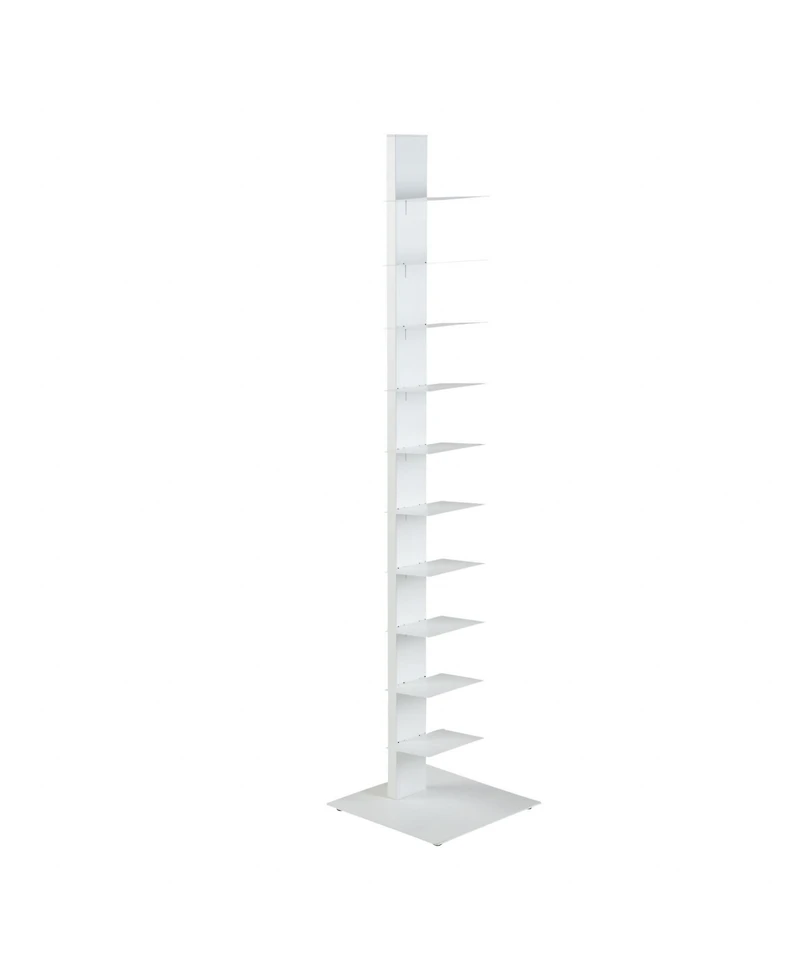 HomeRoots 60" Metal Ten Shelf Modern Tower Bookcase