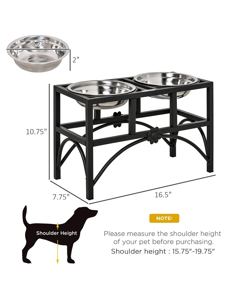 Ruie 17 in Double Elevated Dog Bowls Stainless Steel Feeding Station