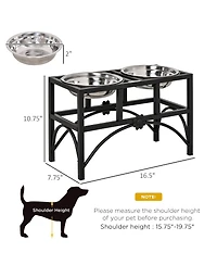 Ruie 17 in Double Elevated Dog Bowls Stainless Steel Feeding Station
