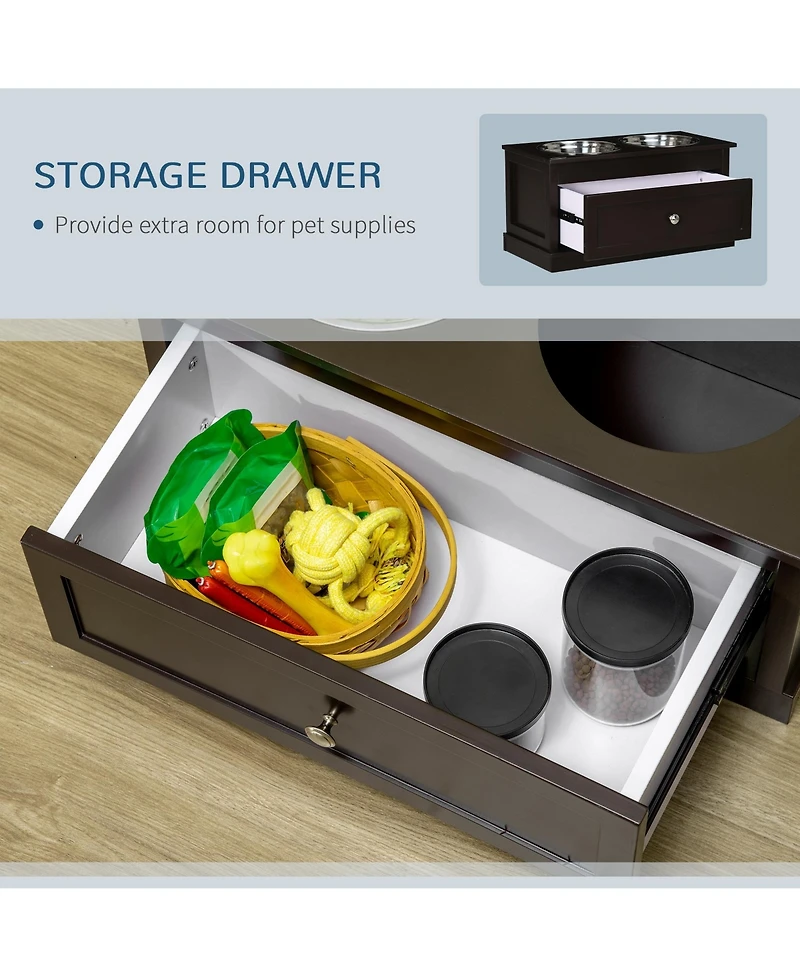 Ruie Elevated Dog Bowls with Storage Drawer Raised Feeder for Large Dogs