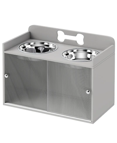 Ruie Elevated Dog Bowls Raised Stand with Hidden Storage and Slow Feeder