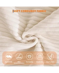 homfan 5-in-1 Convertible Sofa Bed,Oversized Sleeper Corduroy Futon, Multi-Functional Lounge,78.8'' Folding Modular Couch with Fixed Frame and Pillows