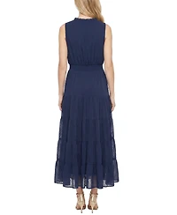 Ny Collection Women's Sleeveless Tiered Swiss Dot Maxi Dress