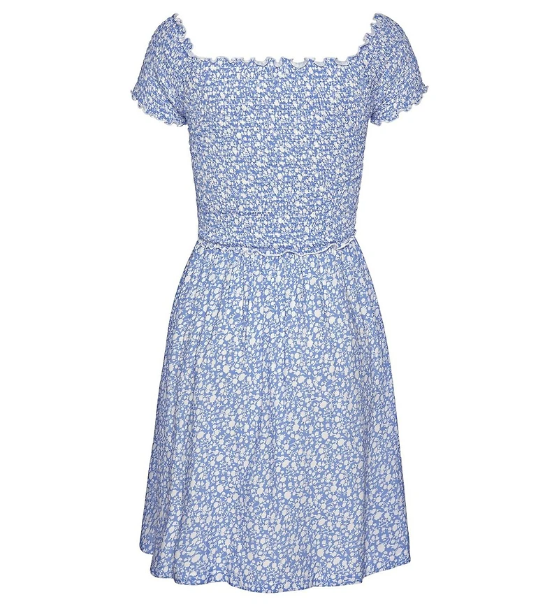 Lascana Women's Viscose Printed Smocked Pattern A-Line Short Dress