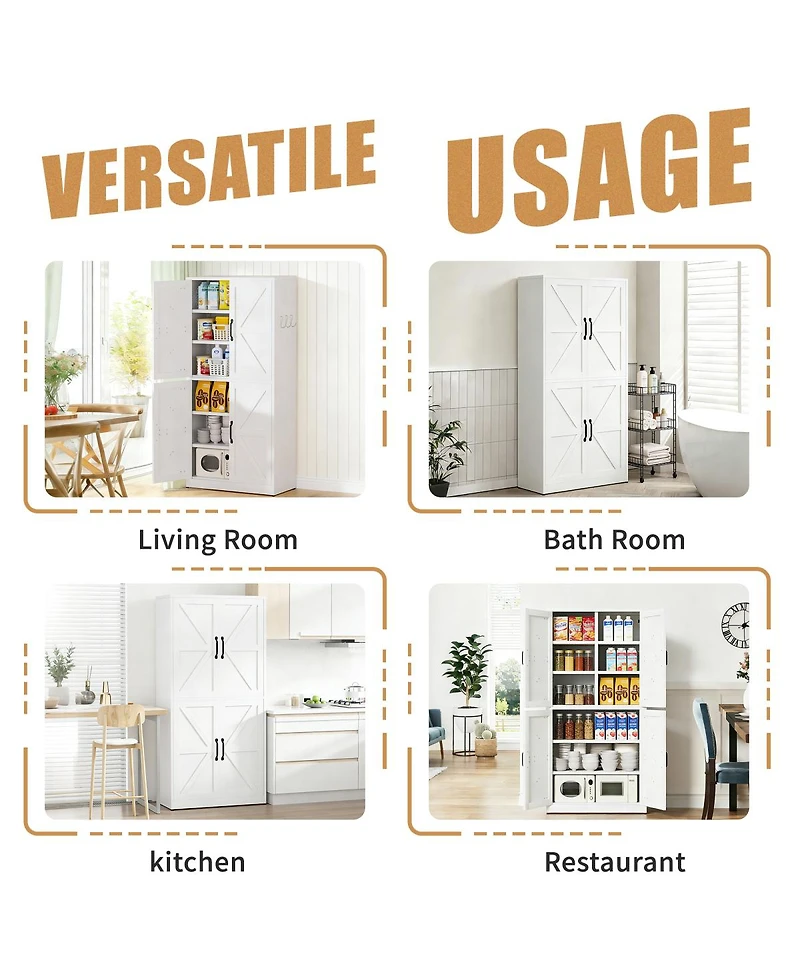 Streamdale Furniture Steel Kitchen Pantry Storage Cabinet with Adjustable Shelves
