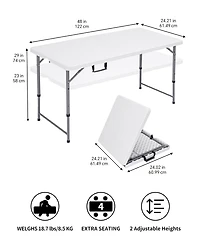 Piscifun Folding Camping Table Portable 6ft Heavy Duty Plastic Indoor Outdoor