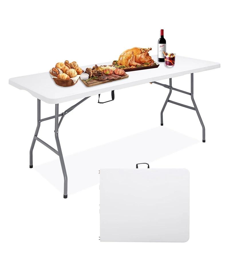 Piscifun Folding Camping Table Portable 6ft Heavy Duty Plastic Indoor Outdoor