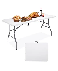 Piscifun Folding Camping Table Portable 6ft Heavy Duty Plastic Indoor Outdoor