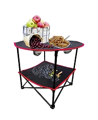 Piscifun Portable 2 Tier Foldable Camping Table with Cup Holders Carry Bag Lightweight Waterproof Oxford Fabric Outdoor Picnic Beach