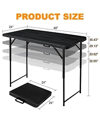 Piscifun Folding Table Portable Adjustable Height Hdpe Steel Lightweight Multi Purpose Indoor Outdoor