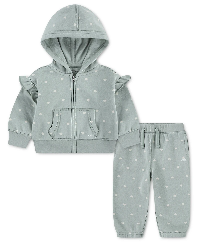 abercrombie kids Baby Girls' Flutter Full-Zip Hoodie and Joggers, 2-Piece Set