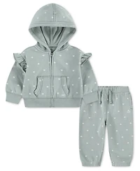 abercrombie kids Baby Girls' Flutter Full-Zip Hoodie and Joggers, 2-Piece Set