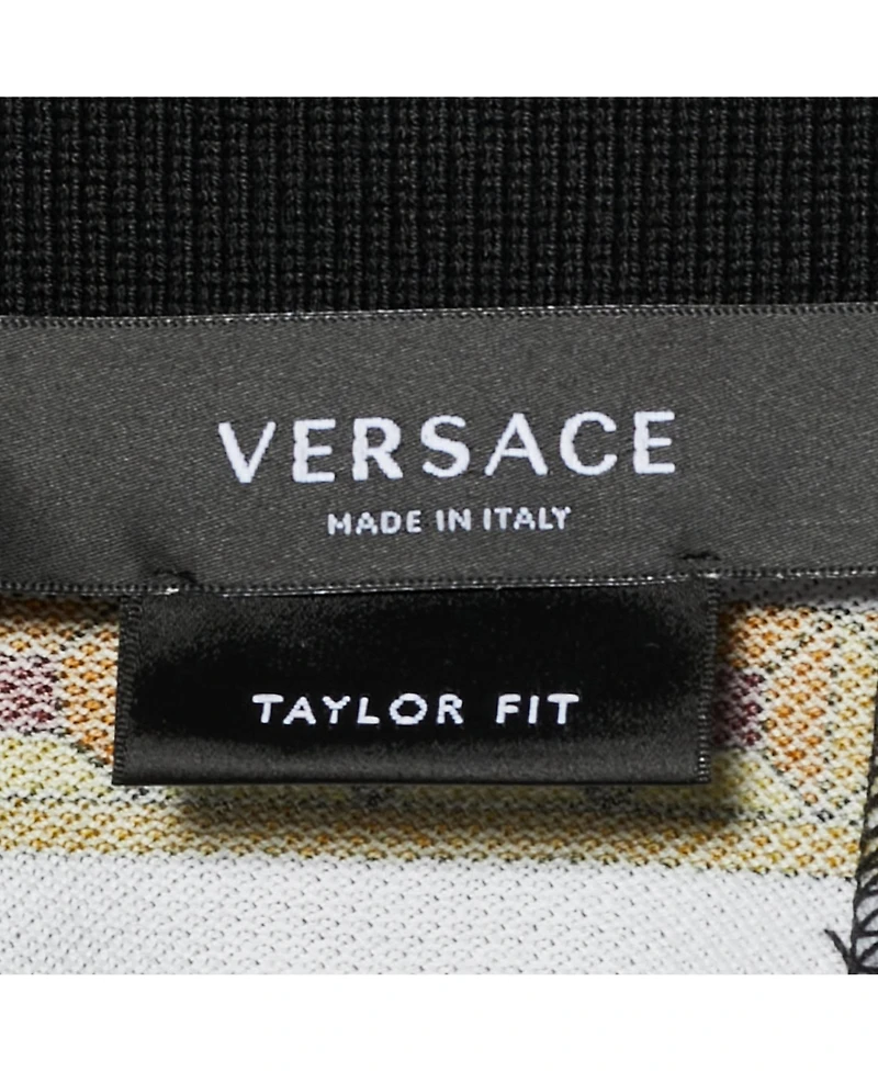 Pre-Owned Versace Men's Barocco Print Pique Polo T-Shirt