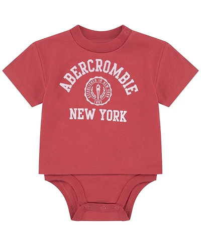 abercrombie kids Baby Boys' Y2K Crest Twofer Short-Sleeve Bodysuit