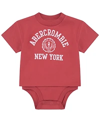 abercrombie kids Baby Boys' Y2K Crest Twofer Short-Sleeve Bodysuit