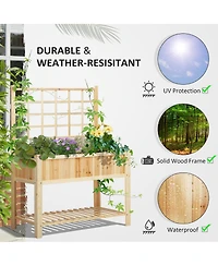 47" x 23" x 64" Wood Planter Box w/ Spacious Growing Area for Veggies